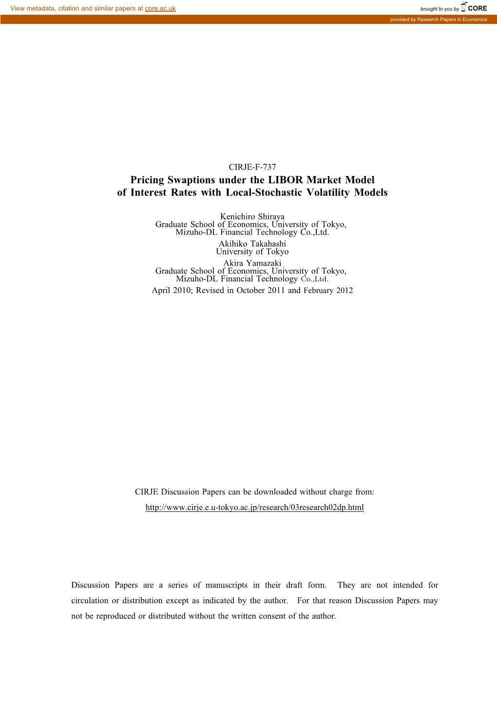 Pricing Swaptions Under the LIBOR Market Model of Interest Rates with Local-Stochastic Volatility Models