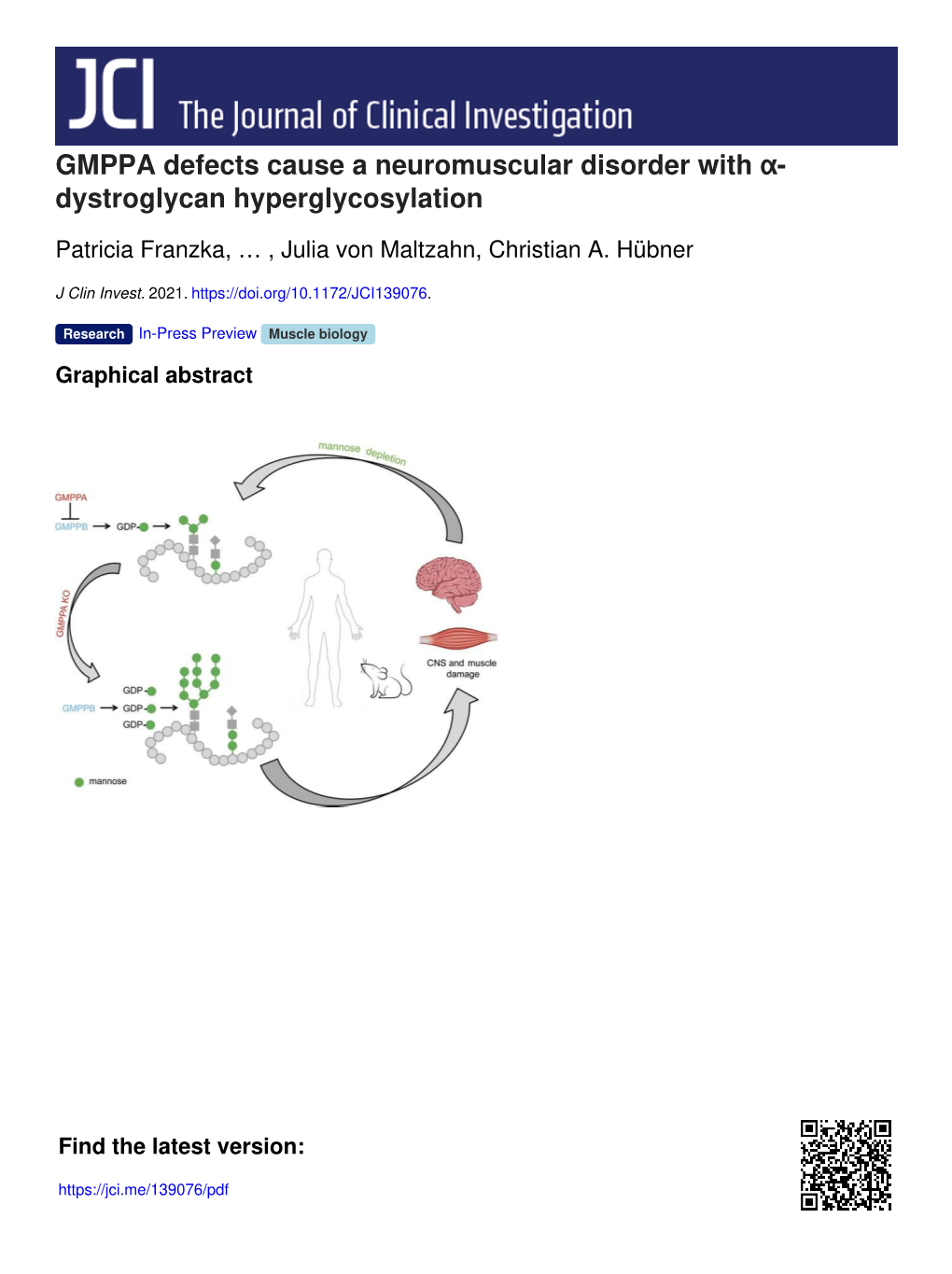 GMPPA Defects Cause a Neuromuscular Disorder with Α- Dystroglycan Hyperglycosylation