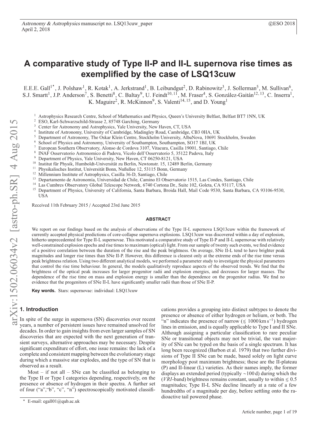 A Comparative Study of Type II-P and II-L Supernova Rise Times As Exempliﬁed by the Case of Lsq13cuw