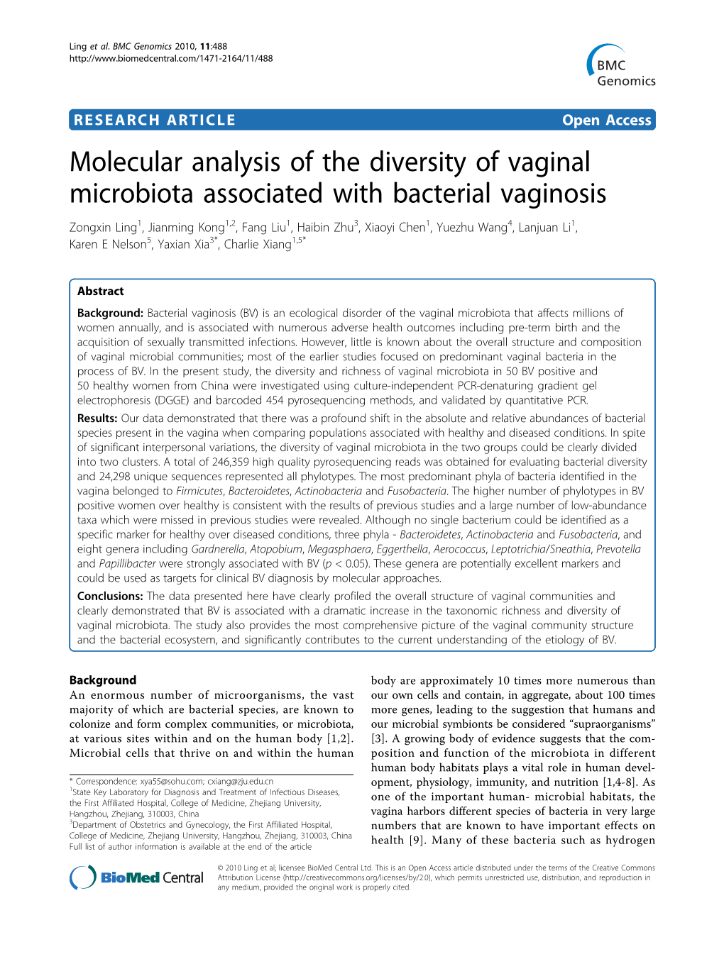 Molecular Analysis of the Diversity of Vaginal Microbiota Associated With