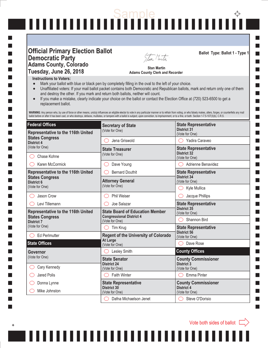 Democratic Sample Ballot