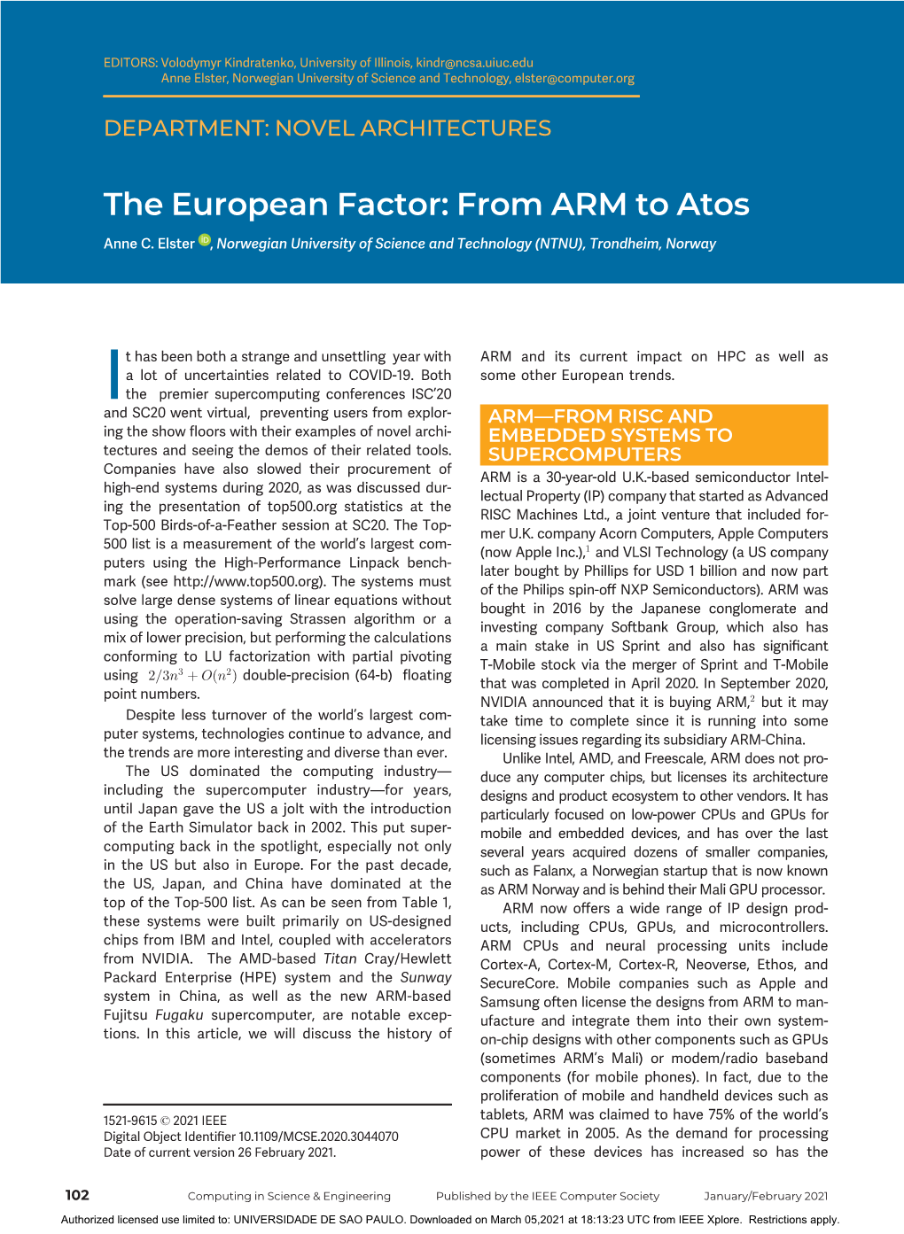 The European Factor: from ARM to Atos