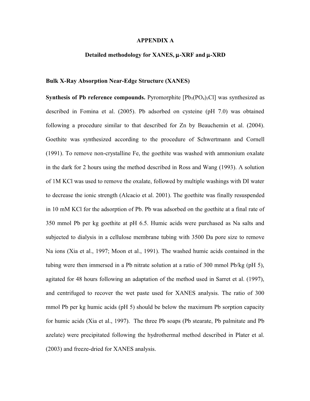 Synthesis of Pb Reference Compounds