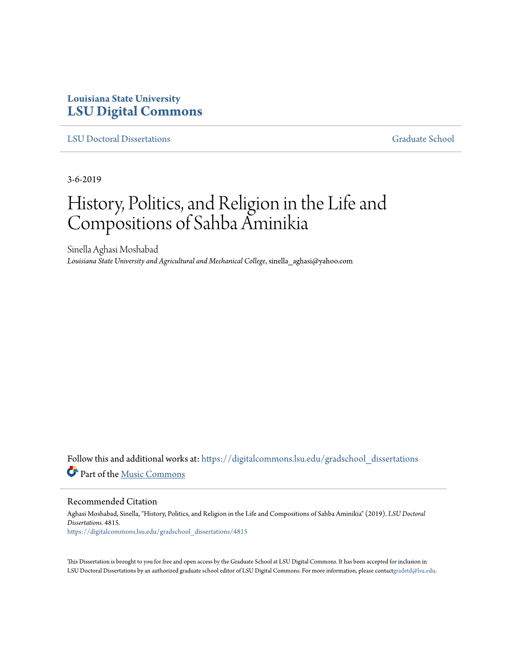 History, Politics, and Religion in the Life and Compositions of Sahba