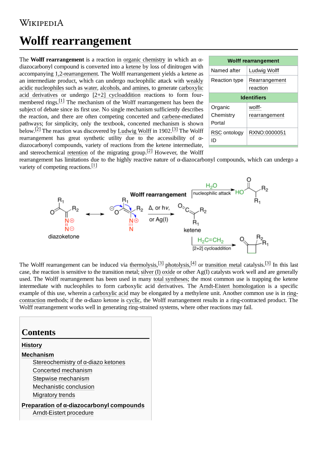 Wolff Rearrangement