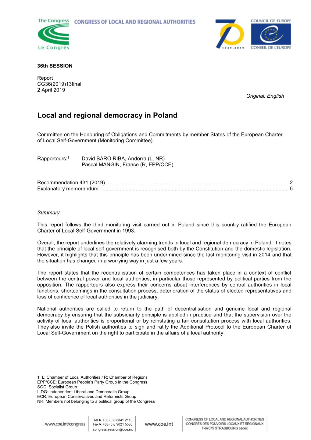 Local and Regional Democracy in Poland