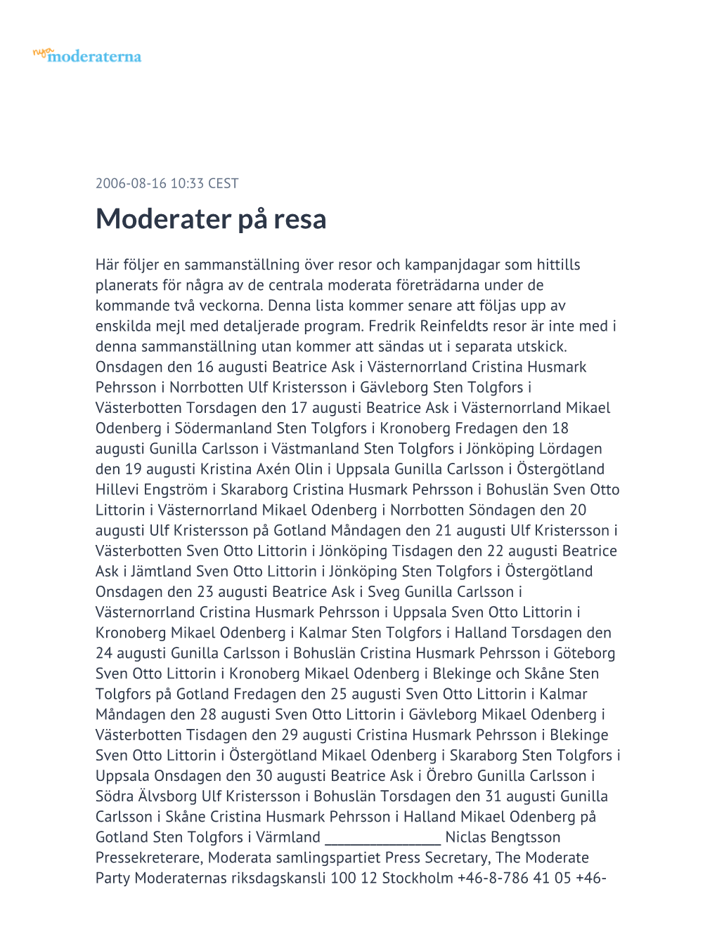 Moderater På Resa