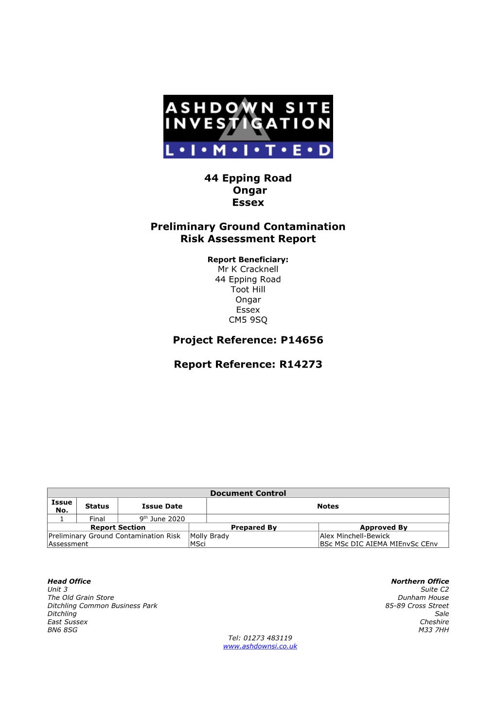 44 Epping Road Ongar Essex Preliminary Ground Contamination