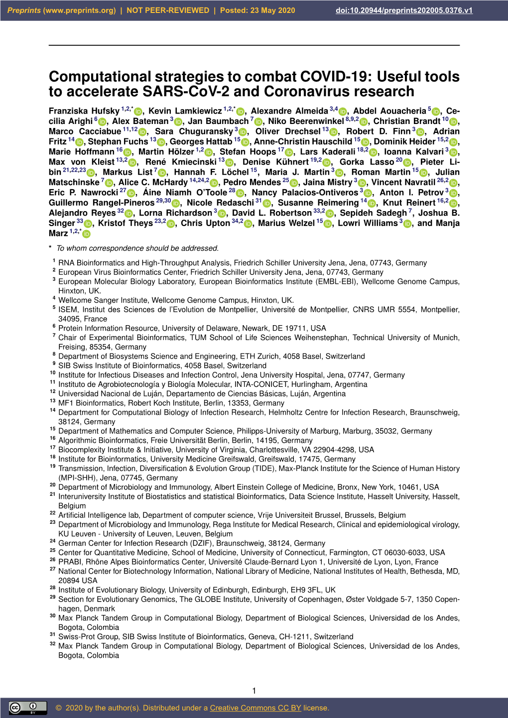 Computational Strategies to Combat COVID-19