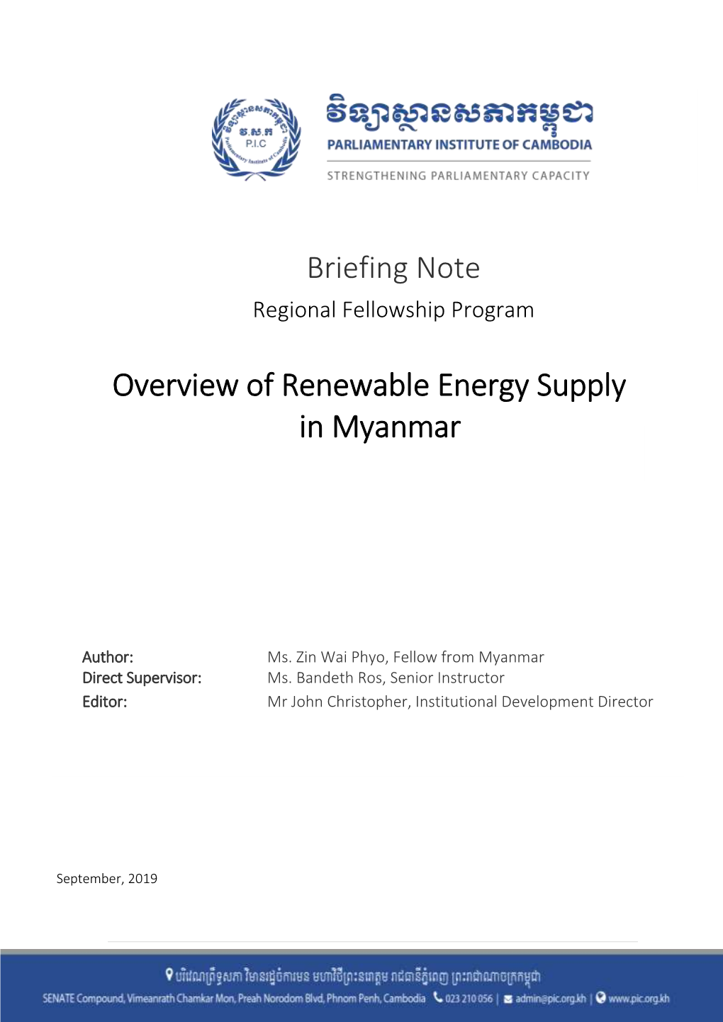 20191014 Overview of Renewable Energy Supply in Myanmar