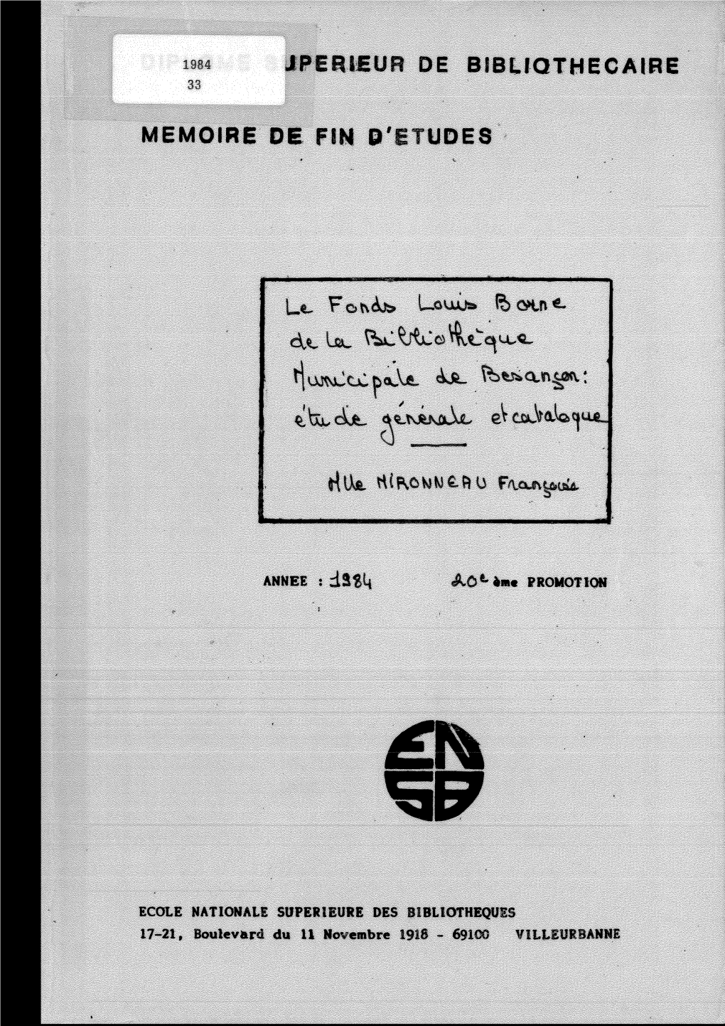Fonds Louis Borne De La Bibliothèque Municipale De Besançon