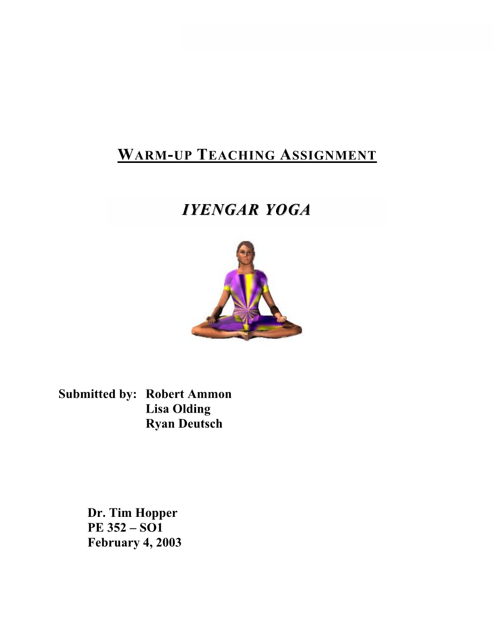 Warm-Up Teaching Assignment Iyengar Yoga