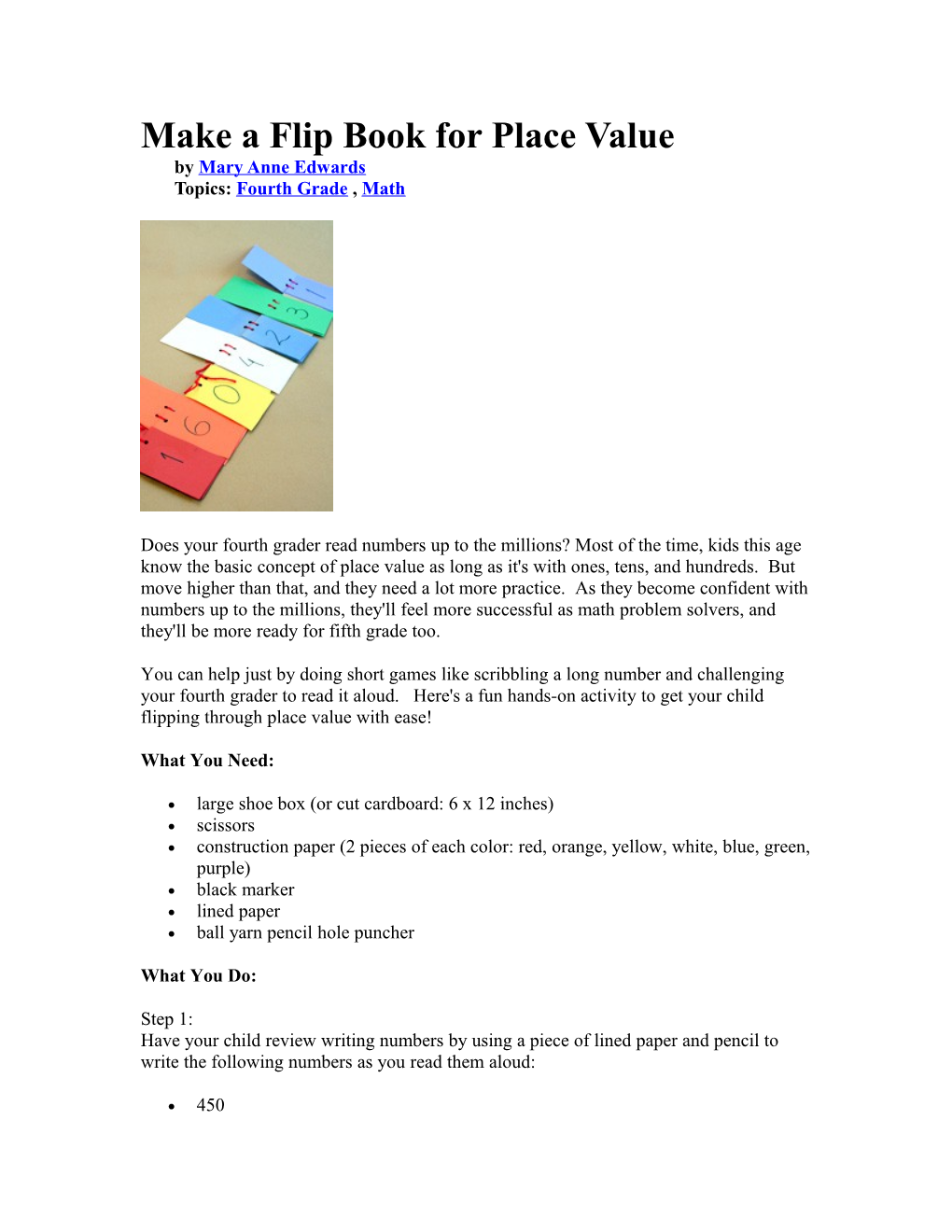 Make a Flip Book for Place Value