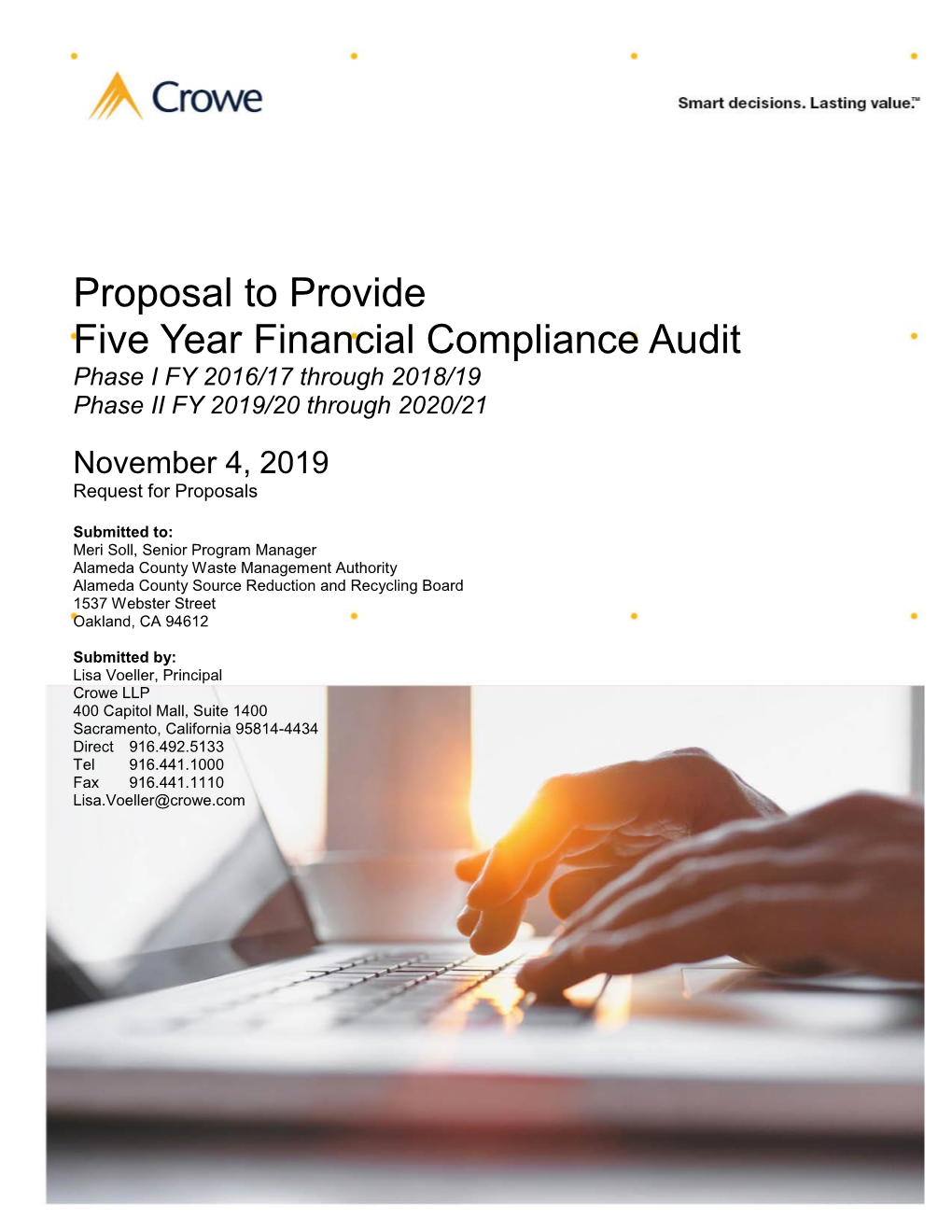 Proposal to Provide Five Year Financial Compliance Audit Phase I FY 2016/17 Through 2018/19 Phase II FY 2019/20 Through 2020/21