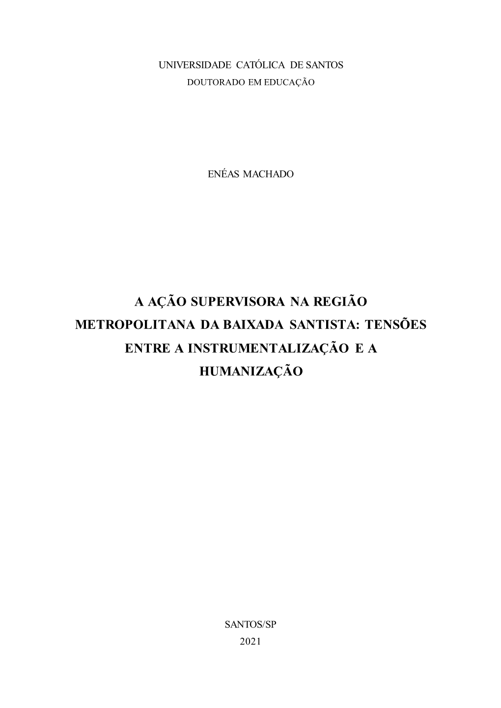 A Ação Supervisora Na Região Metropolitana Da Baixada Santista: Tensões Entre a Instrumentalização E a Humanização