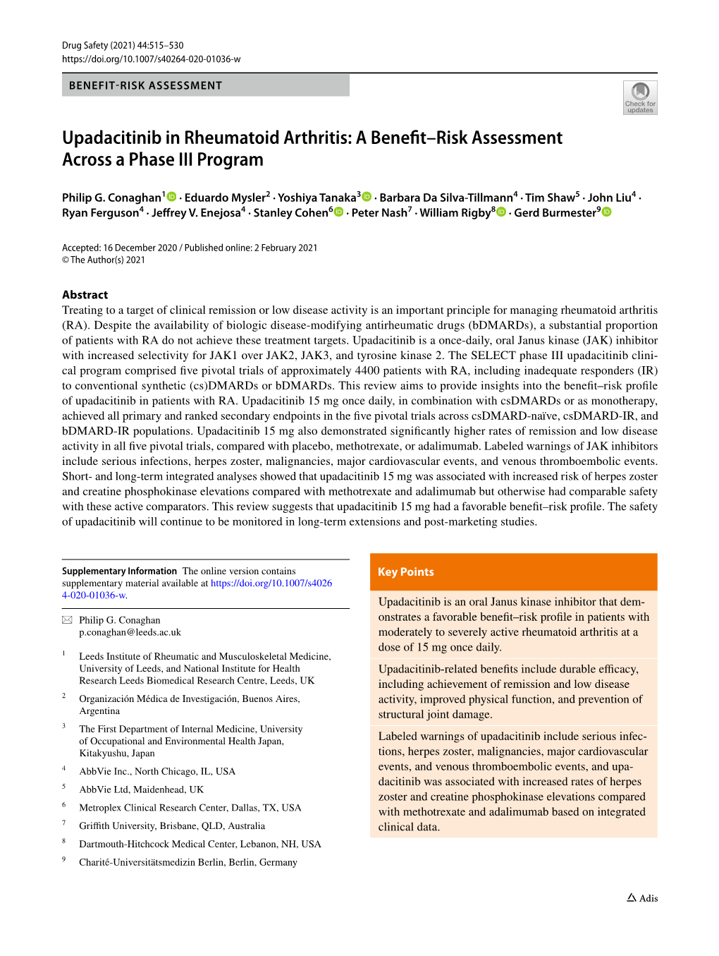 Upadacitinib in Rheumatoid Arthritis: a Benefit–Risk Assessment Across