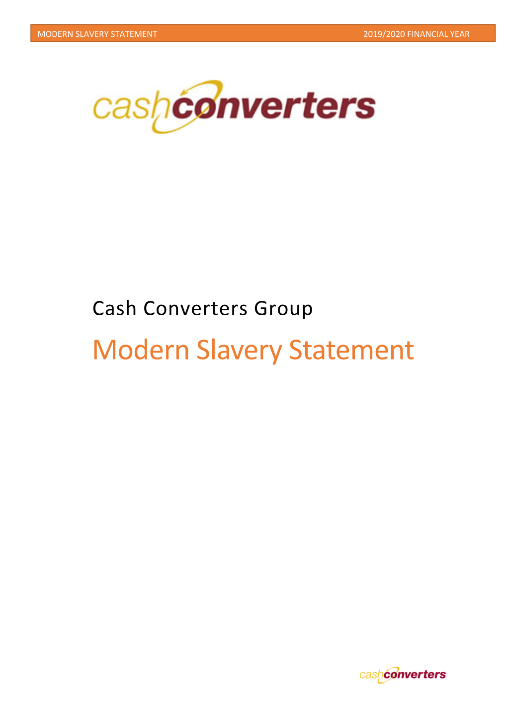 Modern Slavery Statement 2019/2020 Financial Year