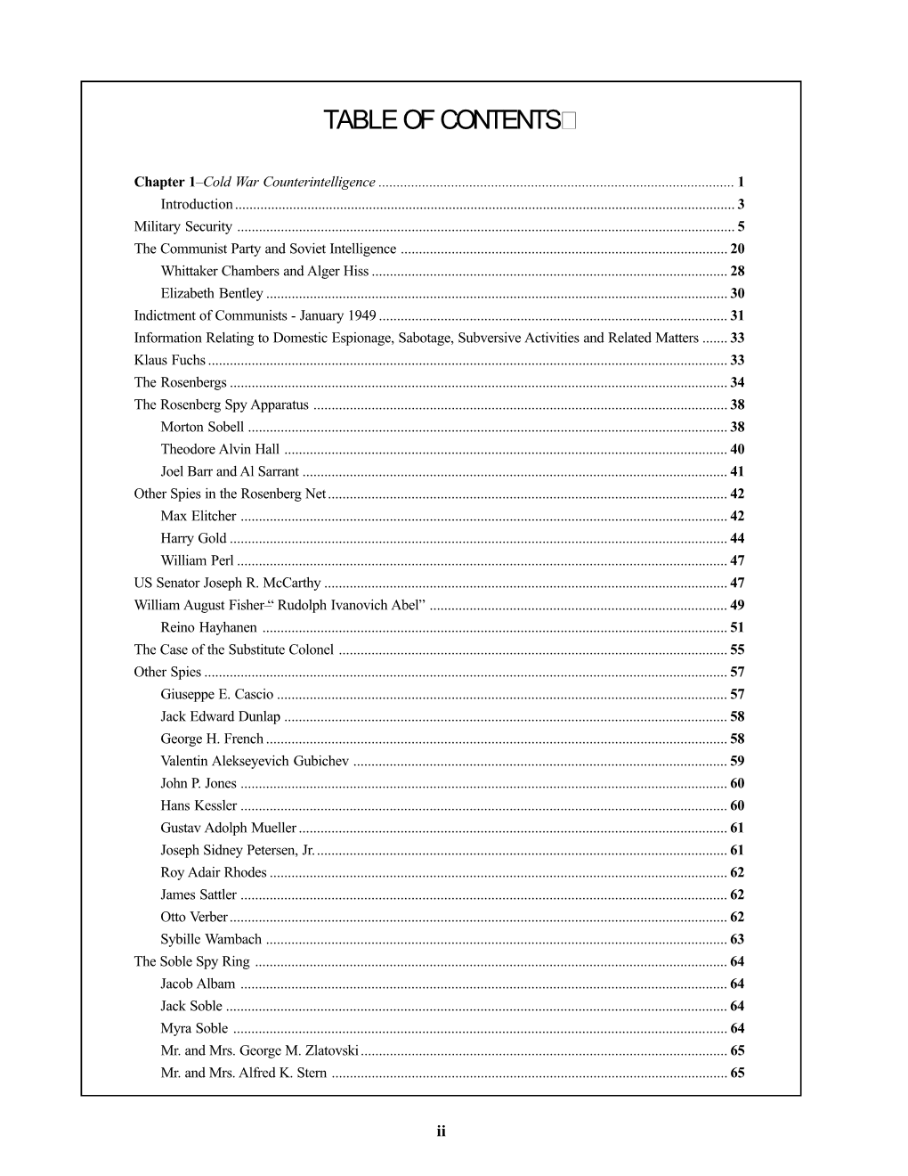 Volume 3 Table of Contents