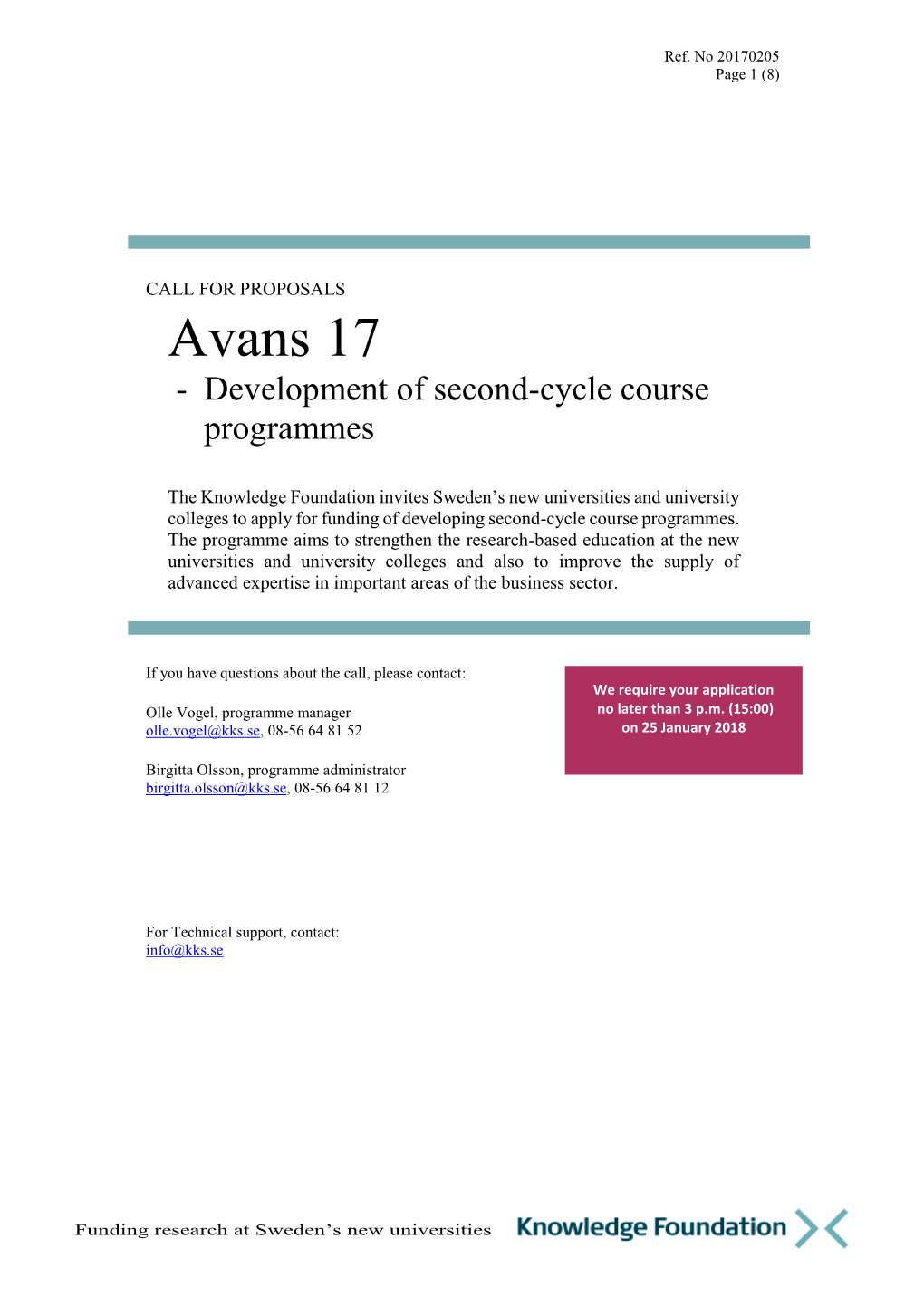 Avans 17 - Development of Second-Cycle Course Programmes