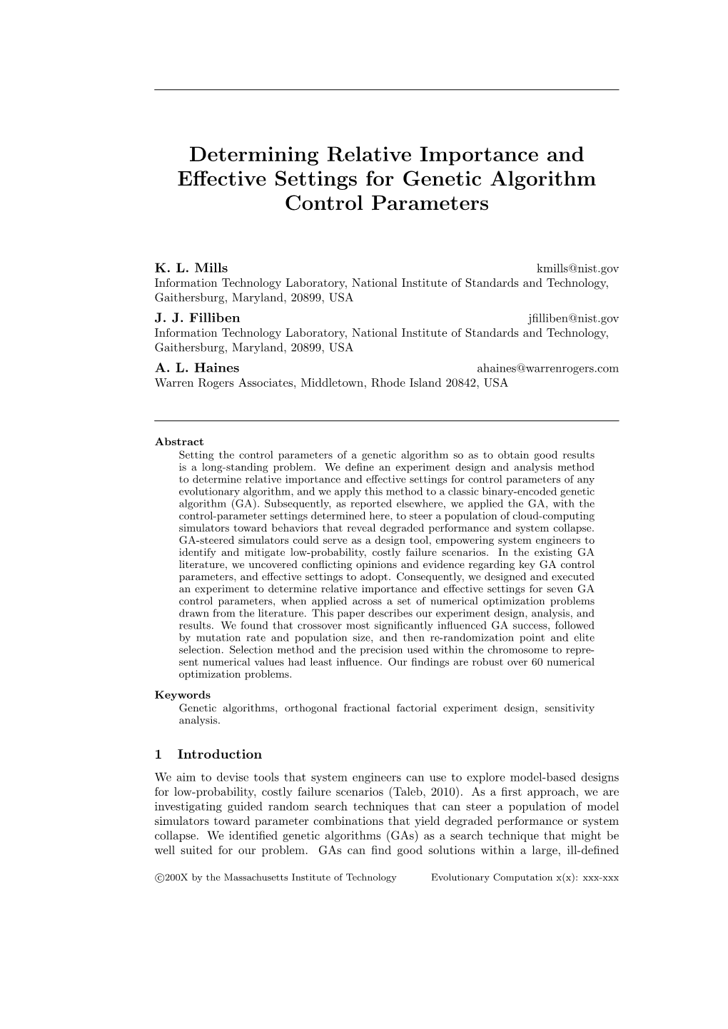 Determining Relative Importance and Effective Settings for Genetic