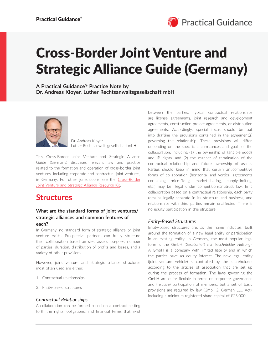 Cross-Border Joint Venture and Strategic Alliance Guide (Germany)