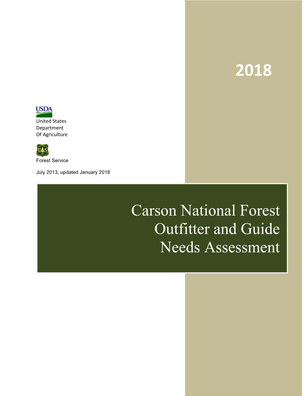 Draft Carson National Forest Outfitter and Guide Needs Assessment, January 2018