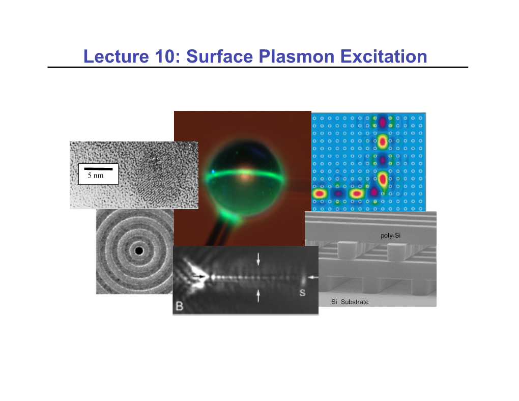 Lecture 10: Surface Plasmon Excitation