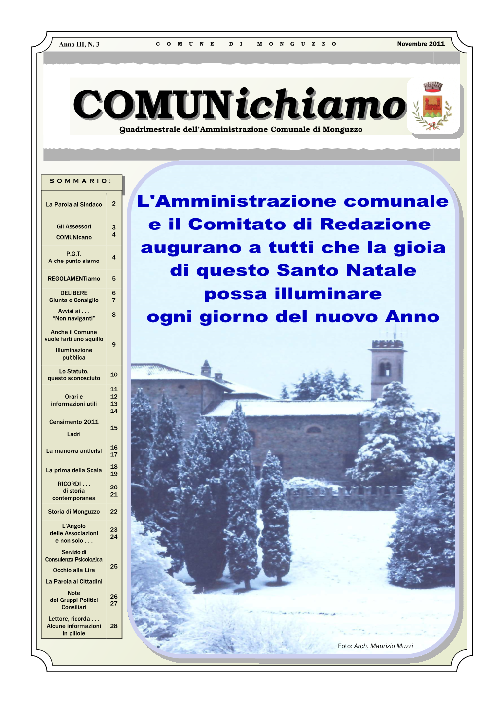 Comunichiamoichiamo Quadrimestrale Dell’Amministrazione Comunale Di Monguzzo