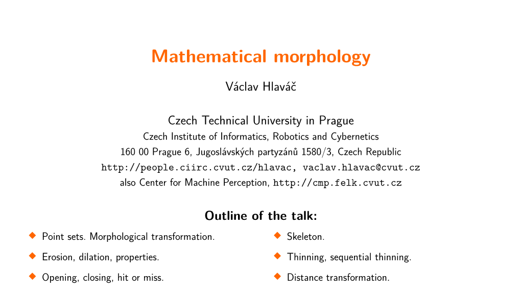 Mathematical Morphology