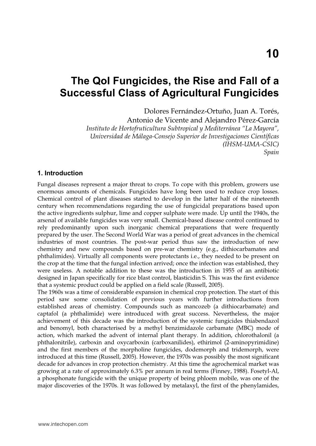 The Qoi Fungicides, the Rise and Fall of a Successful Class of Agricultural Fungicides