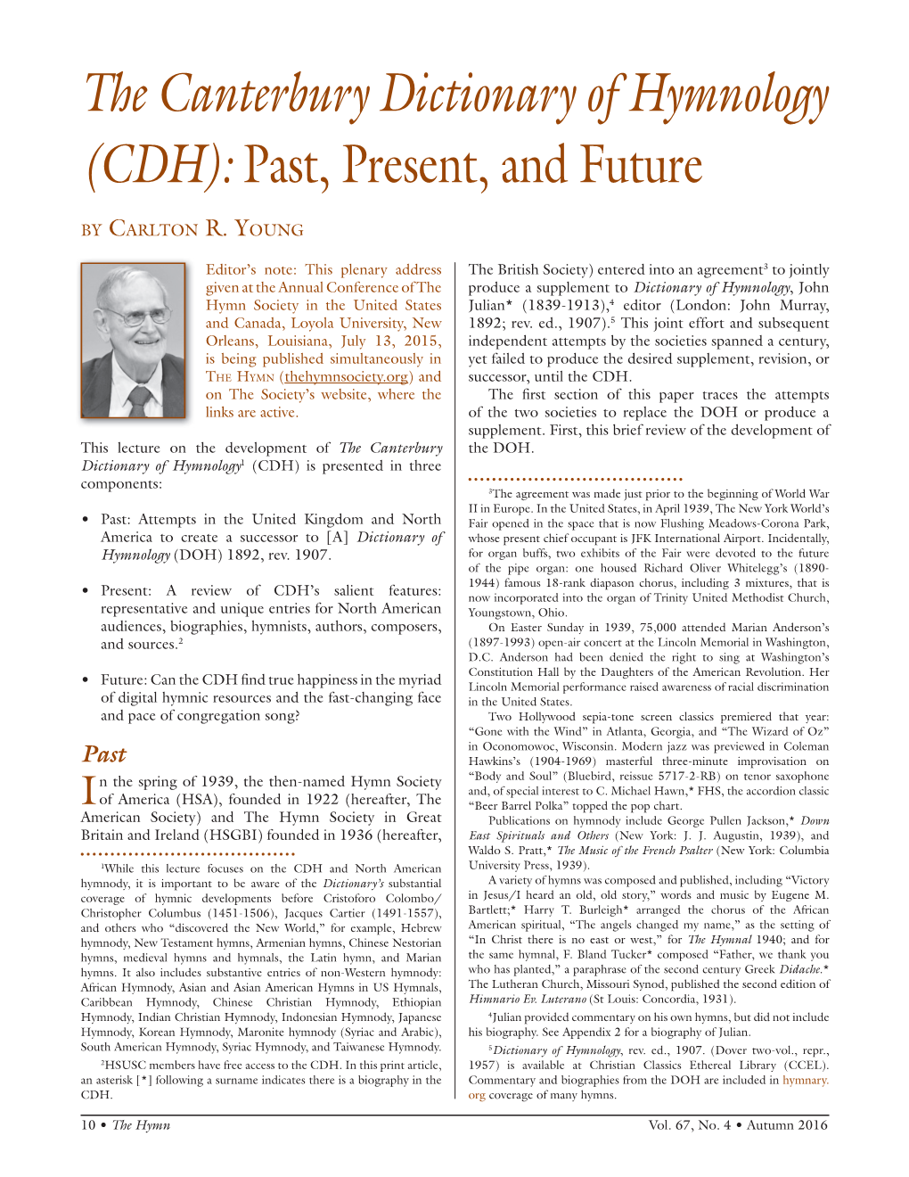 The Canterbury Dictionary of Hymnology (CDH): Past, Present, and Future