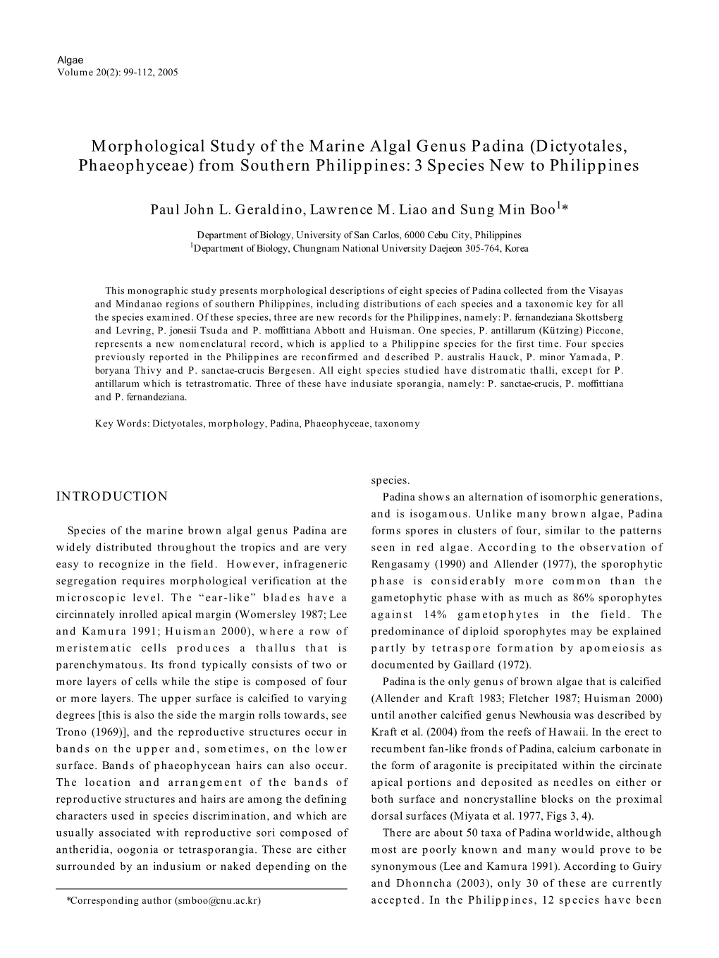 Morphological Study of the Marine Algal Genus Padina (Dictyotales, Phaeophyceae) from Southern Philippines: 3 Species New to Philippines