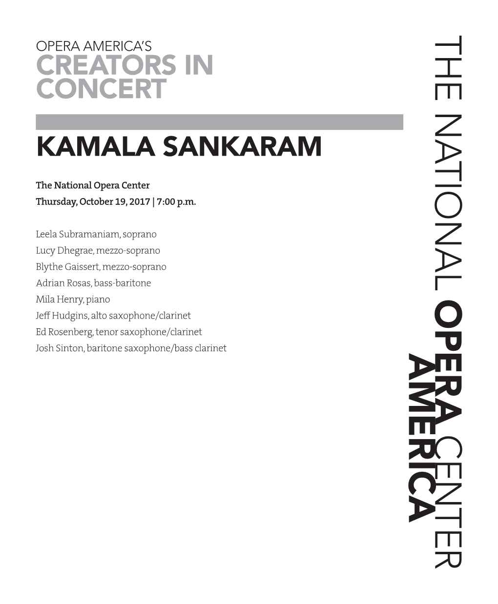Creators in Concert: Kamala Sankaram Program