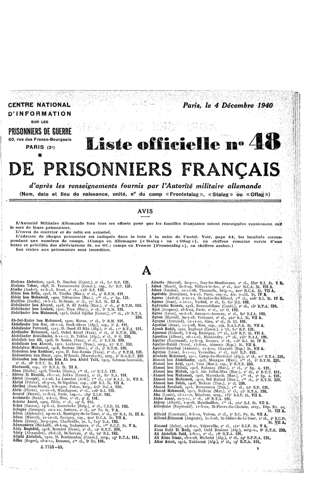 Liste Officielle 48 De Prisonniers Français 04 12 1940.Pdf