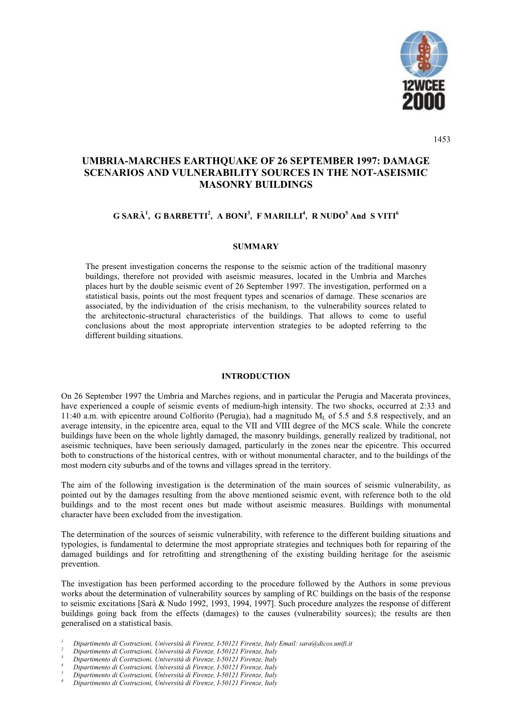 Damage Scenarios and Vulnerability Sources in the Not-Aseismic Masonry Buildings