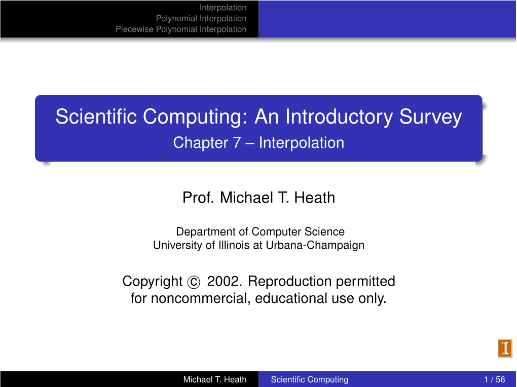 Scientific Computing: an Introductory Survey