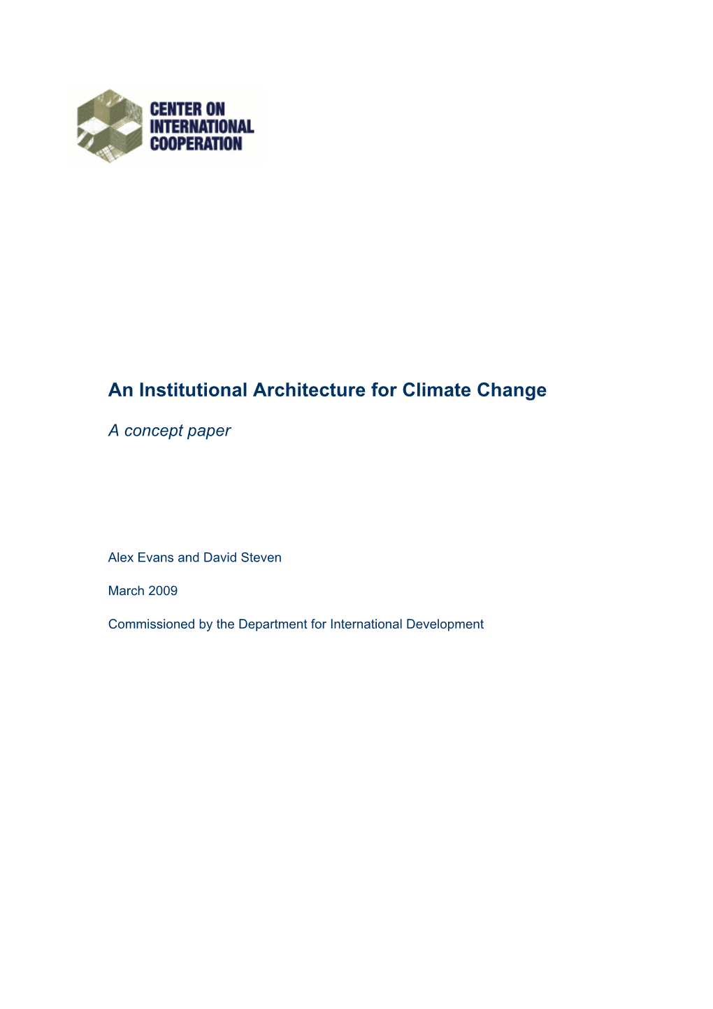 An Institutional Architecture for Climate Change