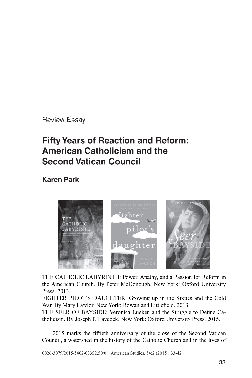 American Catholicism and the Second Vatican Council