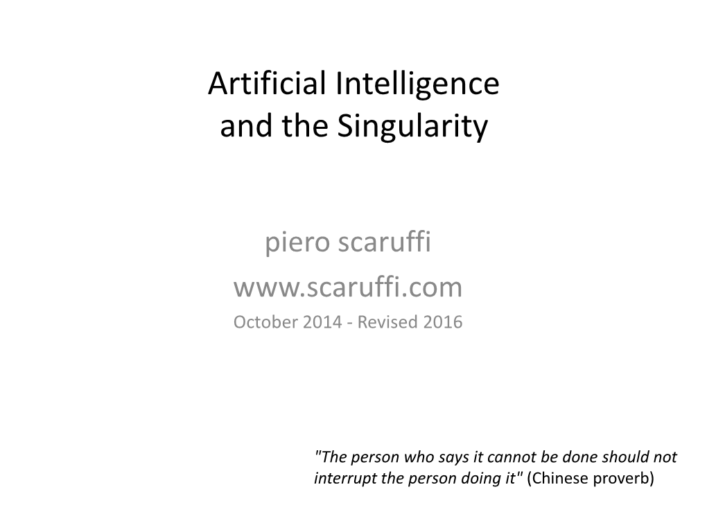 Artificial Intelligence and the Singularity