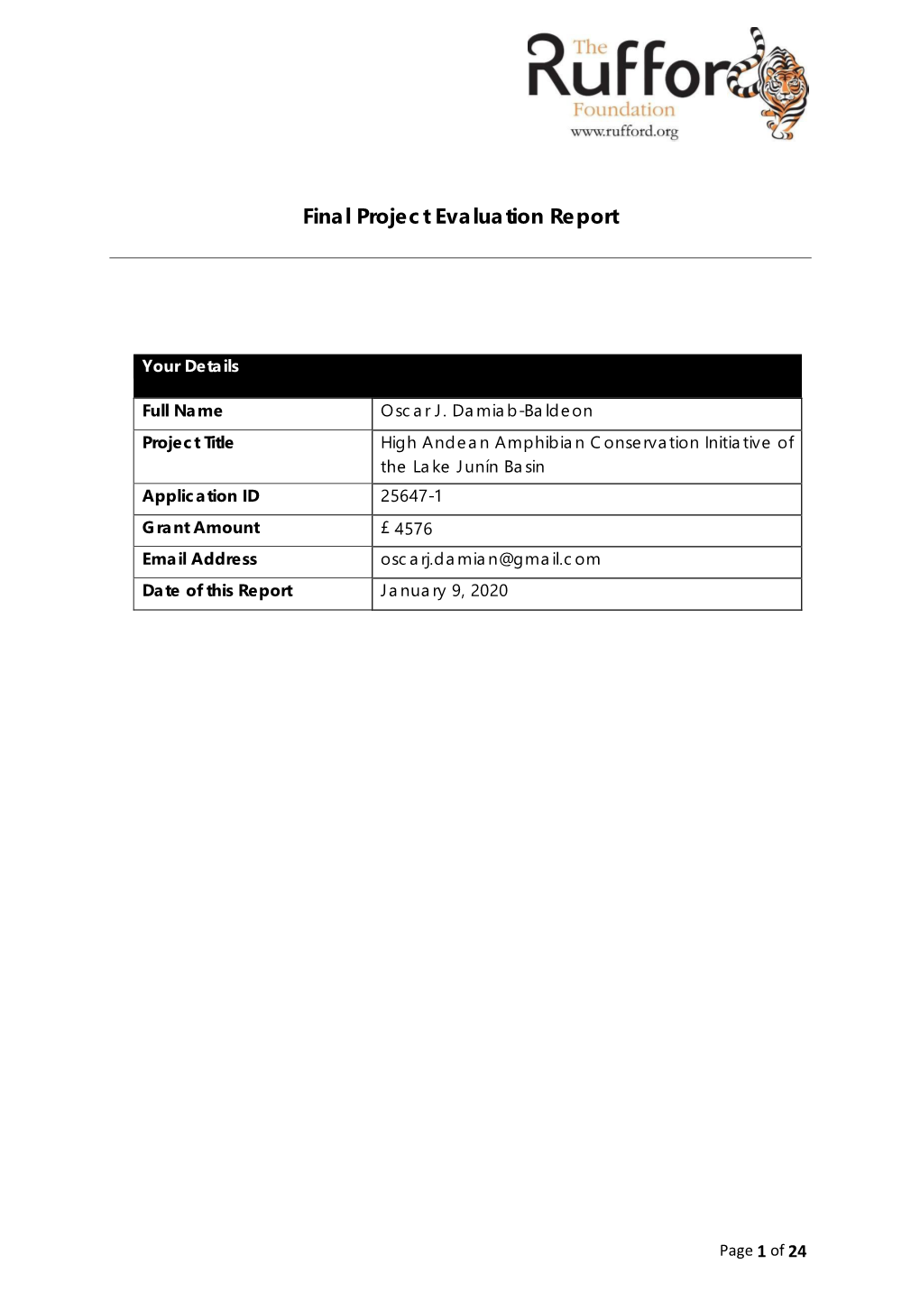 Final Project Evaluation Report