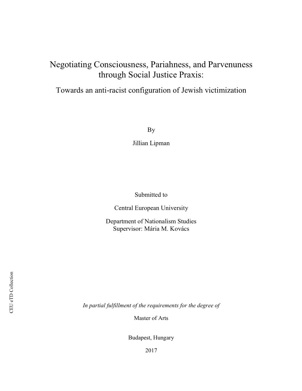 Negotiating Consciousness, Pariahness, and Parvenuness Through Social Justice Praxis: Towards an Anti-Racist Configuration of Jewish Victimization