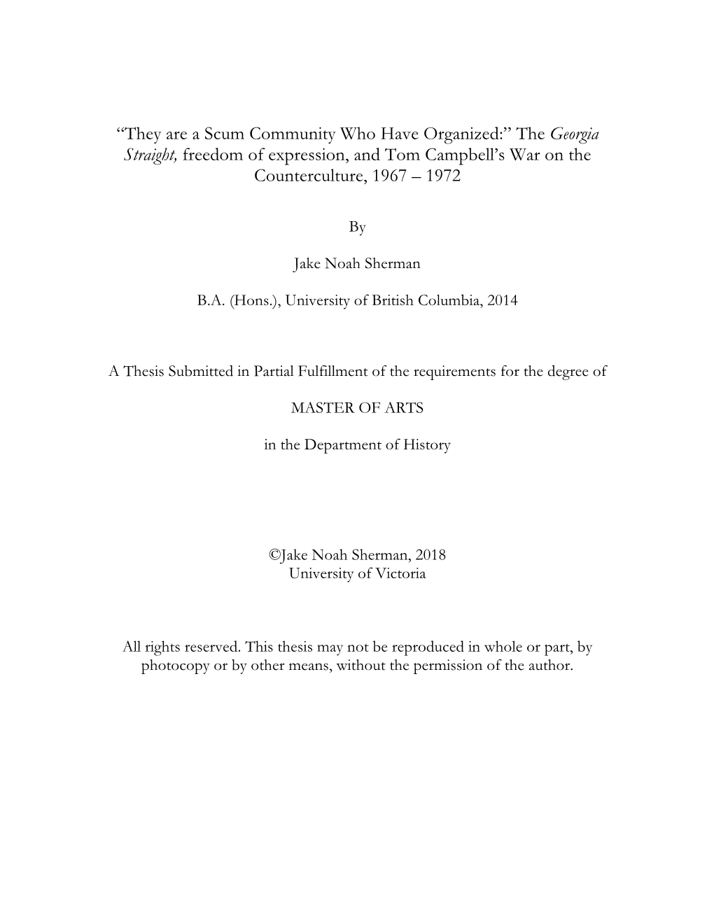 The Georgia Straight, Freedom of Expression, and Tom Campbell's War On