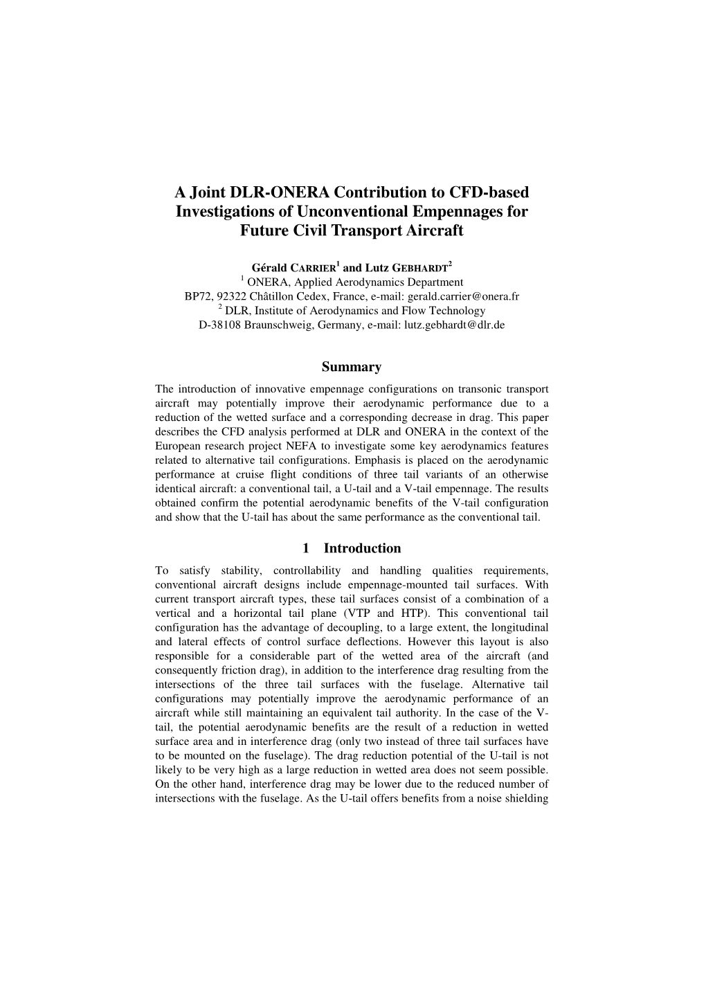 A Joint DLR-ONERA Contribution to CFD-Based Investigations of Unconventional Empennages for Future Civil Transport Aircraft