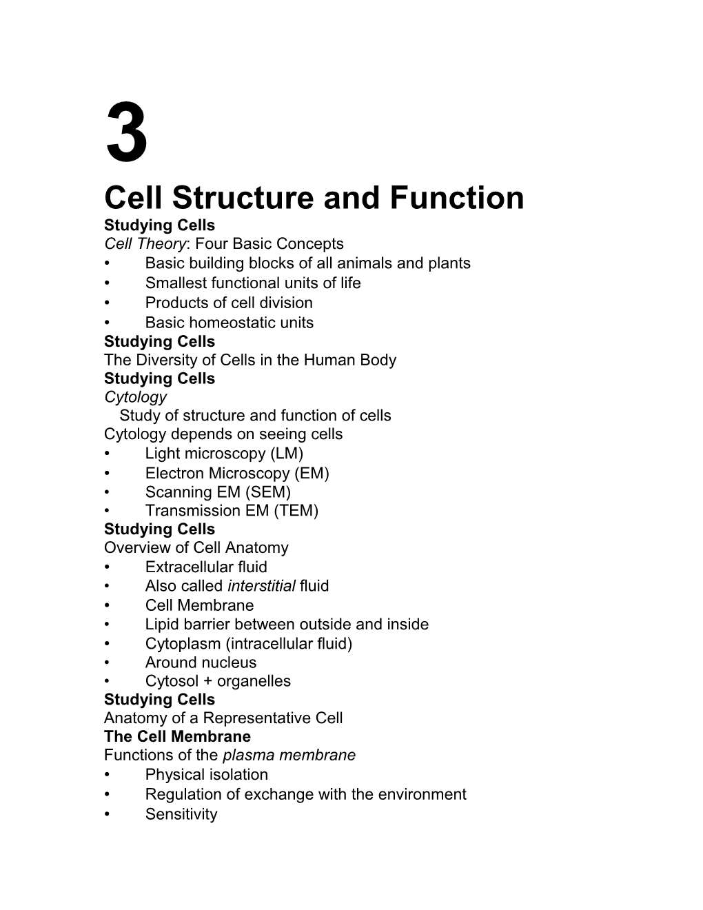 Cell Structure and Function