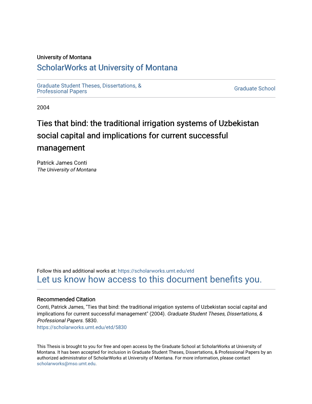 The Traditional Irrigation Systems of Uzbekistan Social Capital and Implications for Current Successful Management