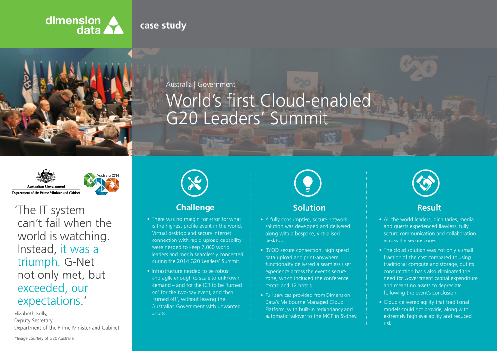 World's First Cloud-Enabled G20 Leaders' Summit