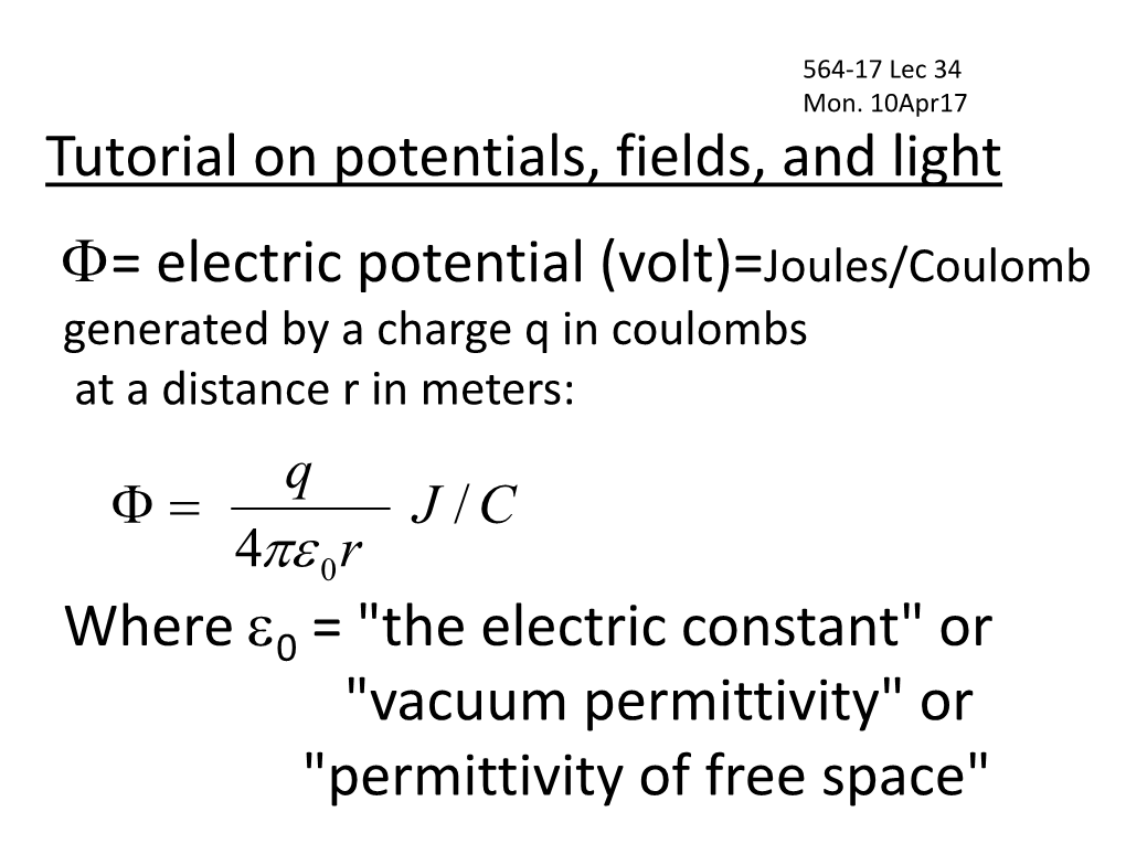 Where Ε = "The Electric Constant" Or "Vacuum Permittivity"