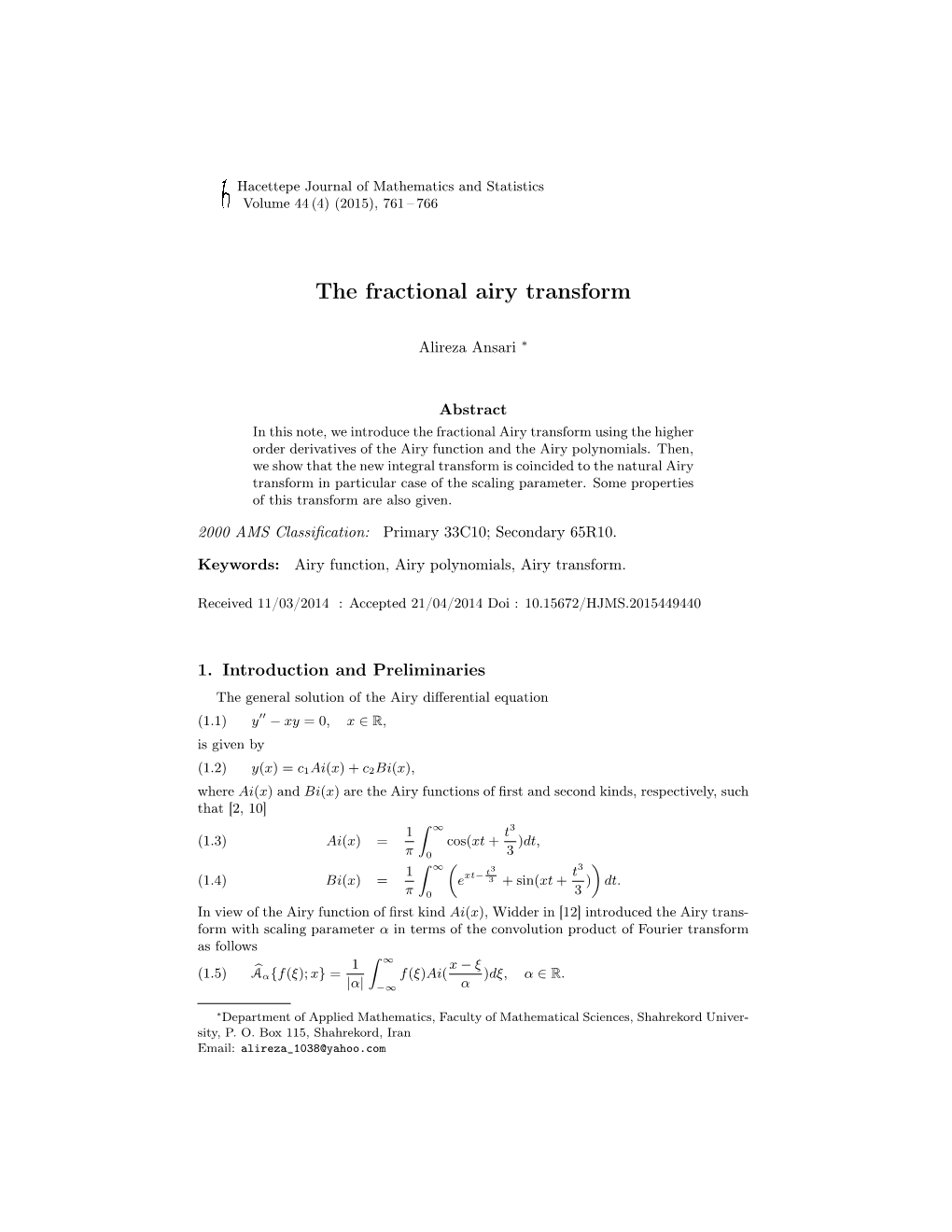 The Fractional Airy Transform