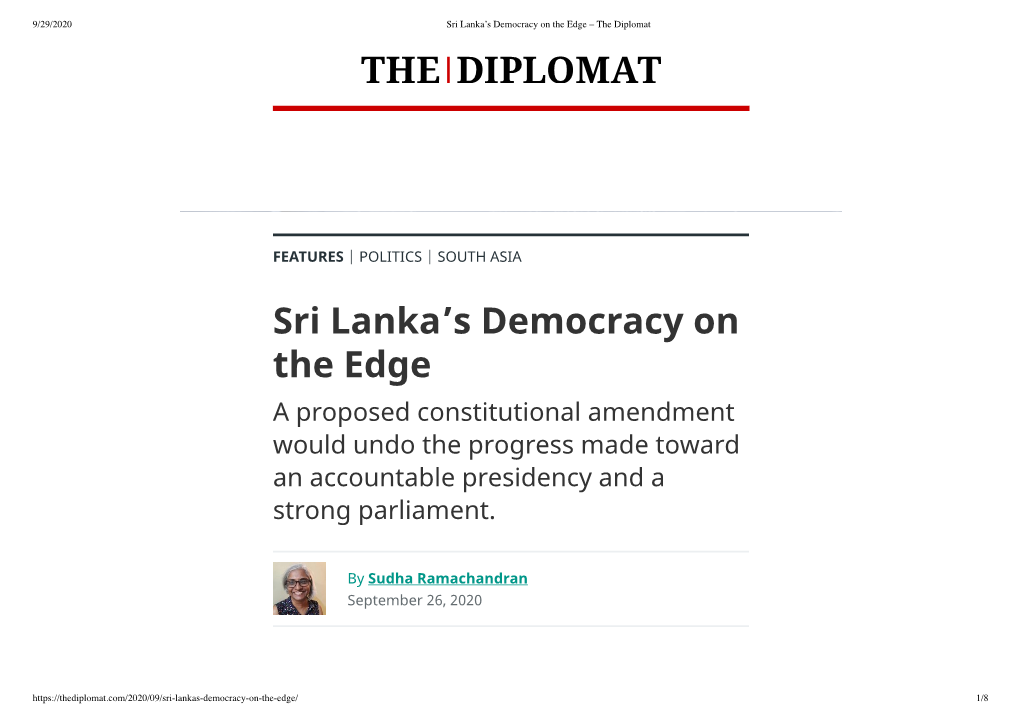 Sri Lanka's Democracy on the Edge