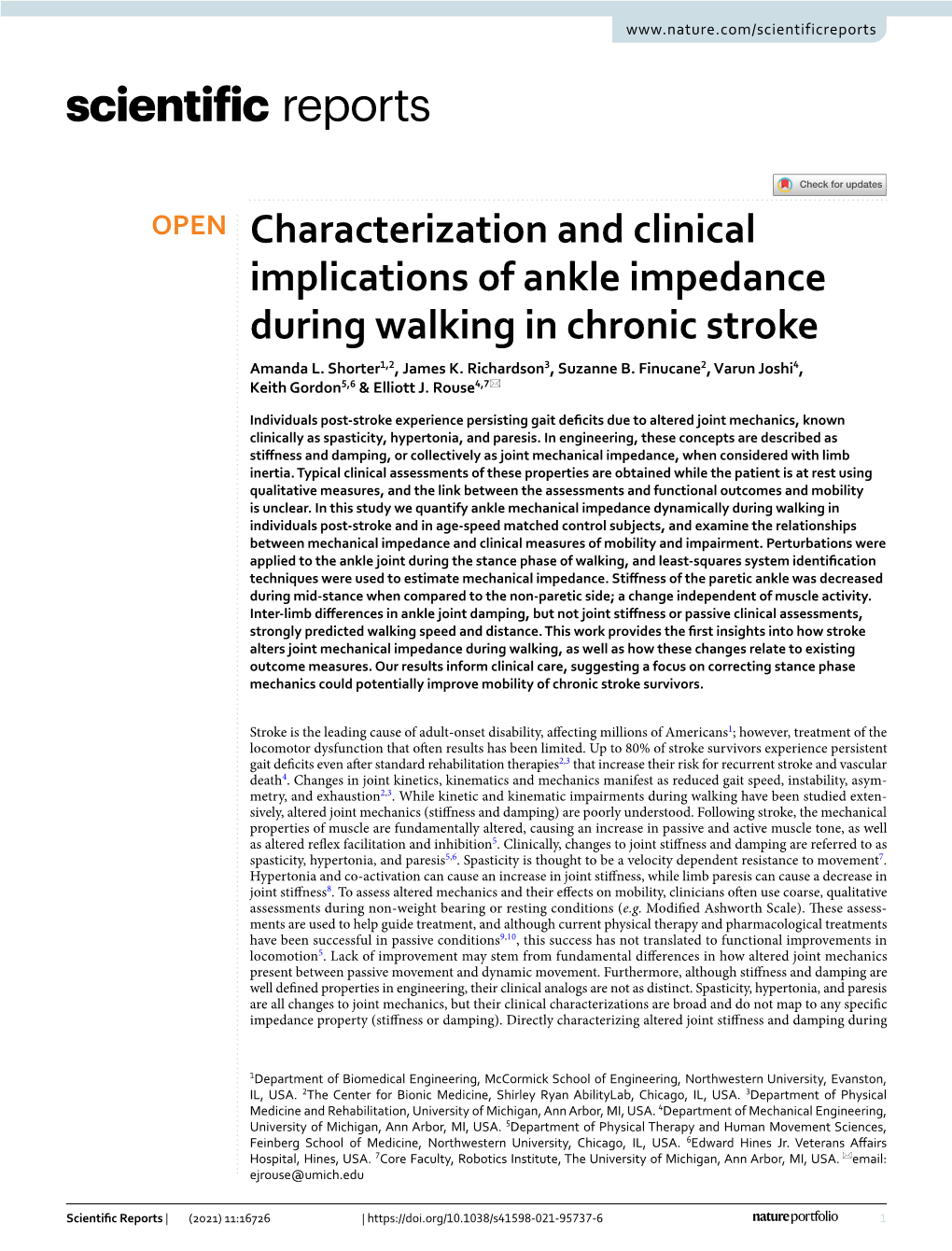Characterization and Clinical Implications of Ankle Impedance During Walking in Chronic Stroke Amanda L